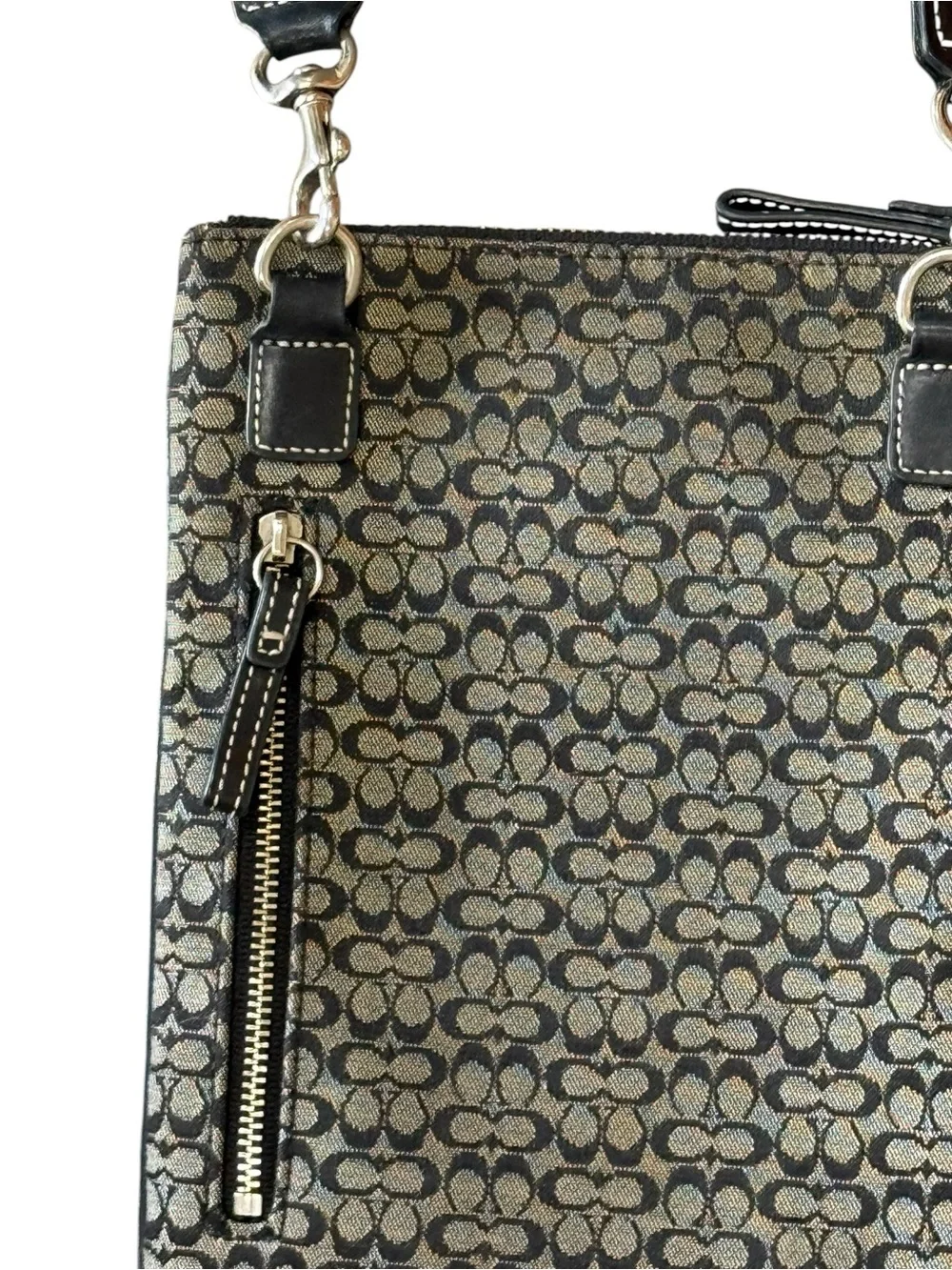 Coach Gray and Black Signature Crossbody Bag
